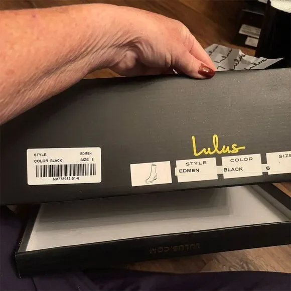 Lulus Women's Black Platform Boots Size 6 Casual Block Heel Edmen - Picture 8 of 16